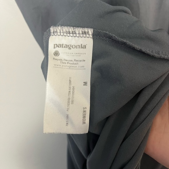 Patagonia Women's Cap Sleeve Bandha Twist Front Stretch Gray Midi Dress Medium M - Picture 5 of 6